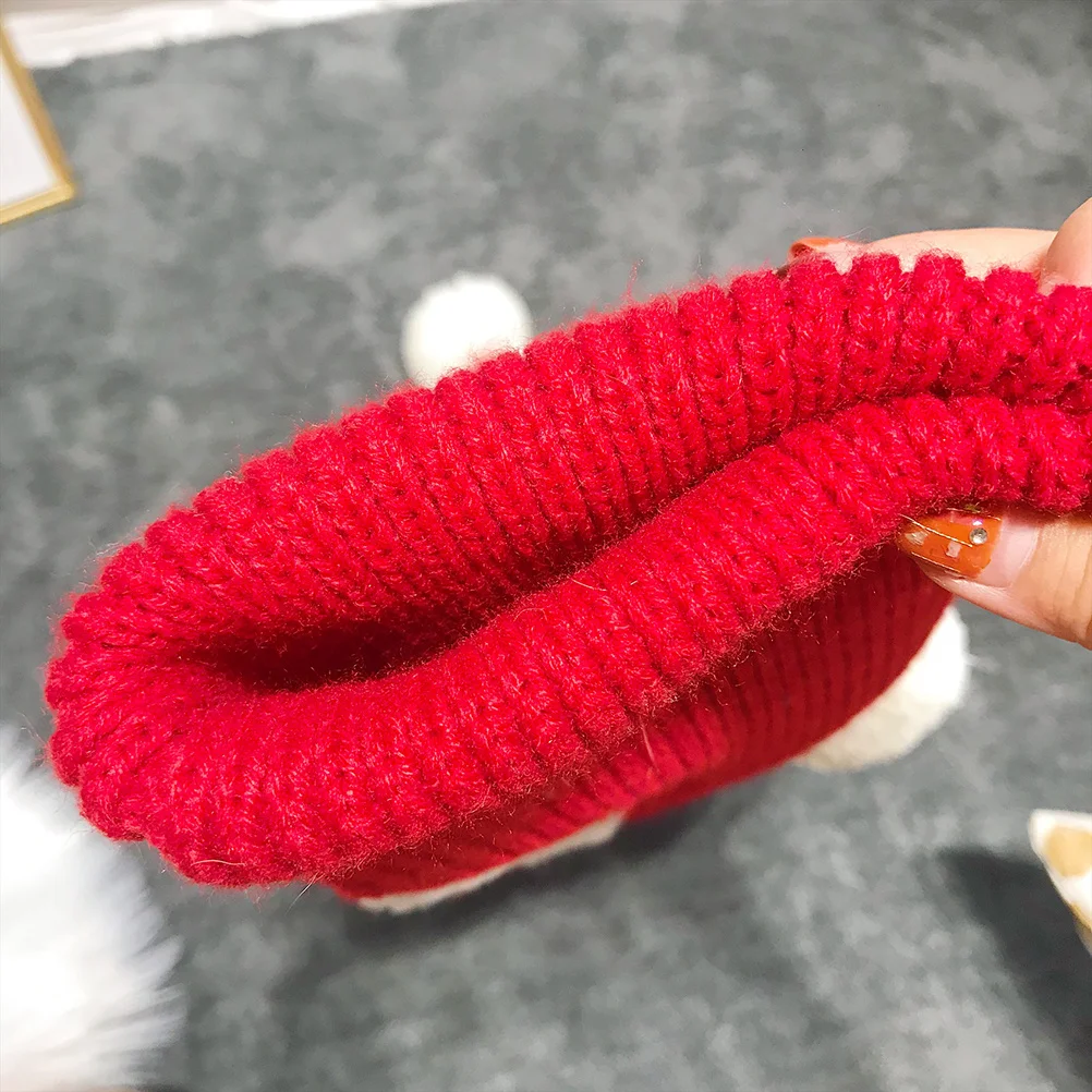 

Pet Christmas Hat Red Soft Woolen Dog Hat For Puppy Warm Winter Accessory Holiday Party Photo Prop Size S
