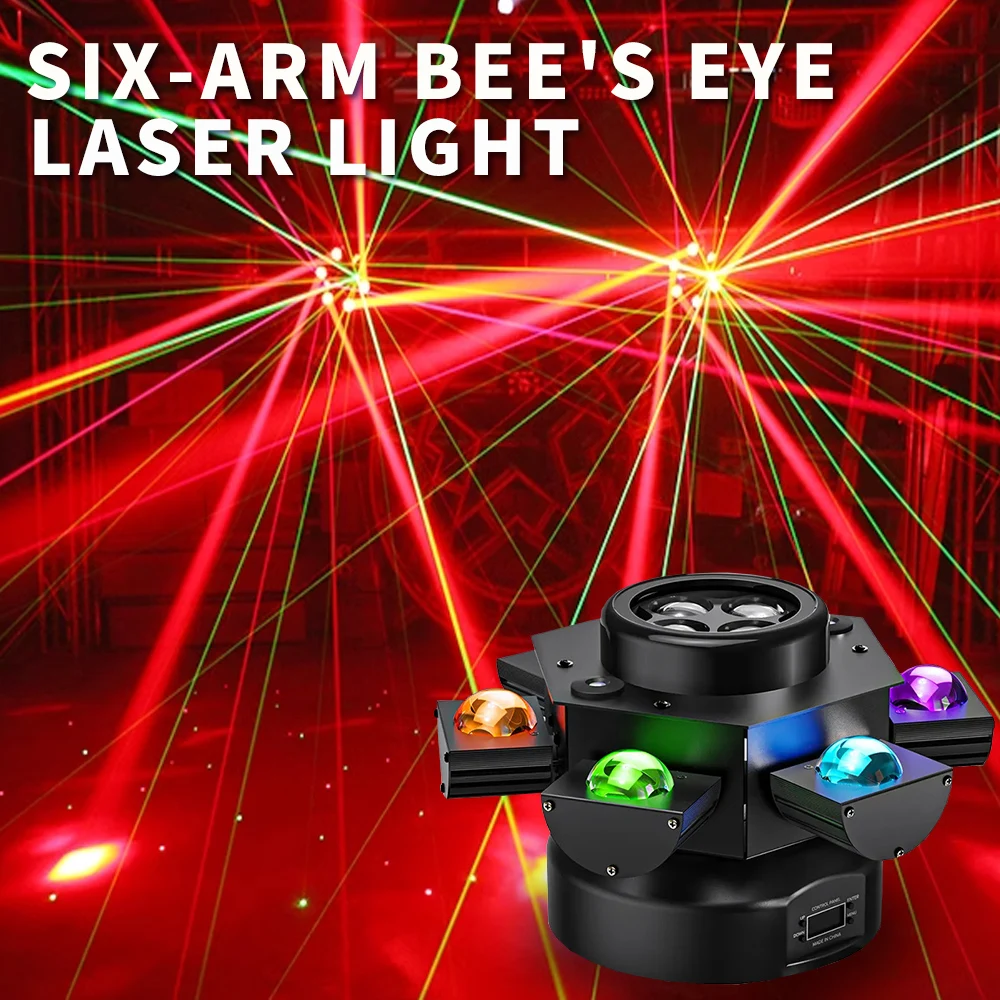 

6-Arm Bee Eye Beam Light Moving Head Light Stage Lighting Equipment Laser Light DMX512 For KTV DJ Disco Bar Vocal Concert Club