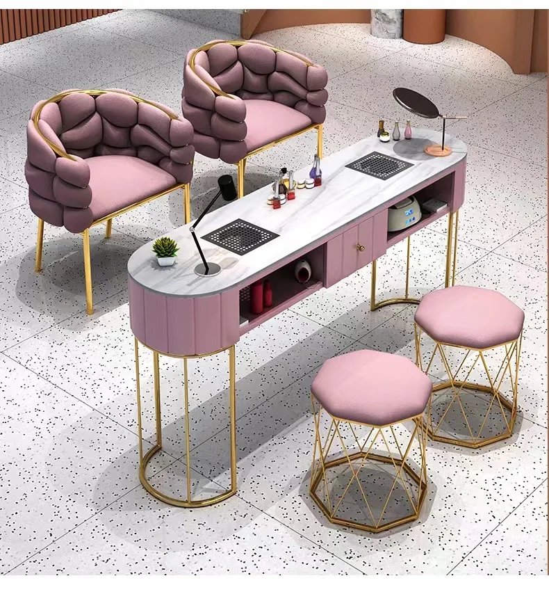 Nice Nails Bar Station Salon Furniture Wood Nail Tables Nail Desk Manicure Table with Chair view 5