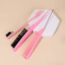 Double Sided Hair Edge Brush Set, Styling Comb, Controle Acessórios Fina, Partição, 3pcs por conjunto