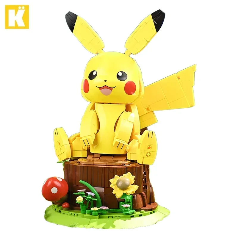 Keeppley Pokemon Building Blocks Pikachu with Sound Desktop Decoration Puzzle Assembling Model Toys Birthday Gifts for Kids