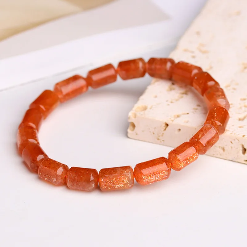 

Natural Bead Sand Gold Sunstone Orange Women'S Fashion Jewelry Bracelet