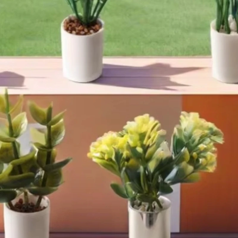 6.5*1.9CM Leaves Potted Decor Green Plant Pot Model Bonsai Garden Miniature House Accessories