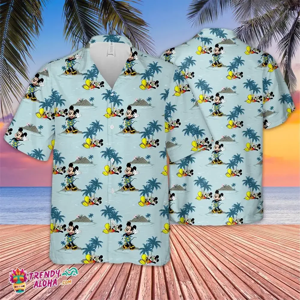 Mickey Mouse Beach Vacation Hawaiian Shirts Mens Women Button Up Short Sleeve Shirts Disney Hawaiian Shirts Casual Beach Shirts