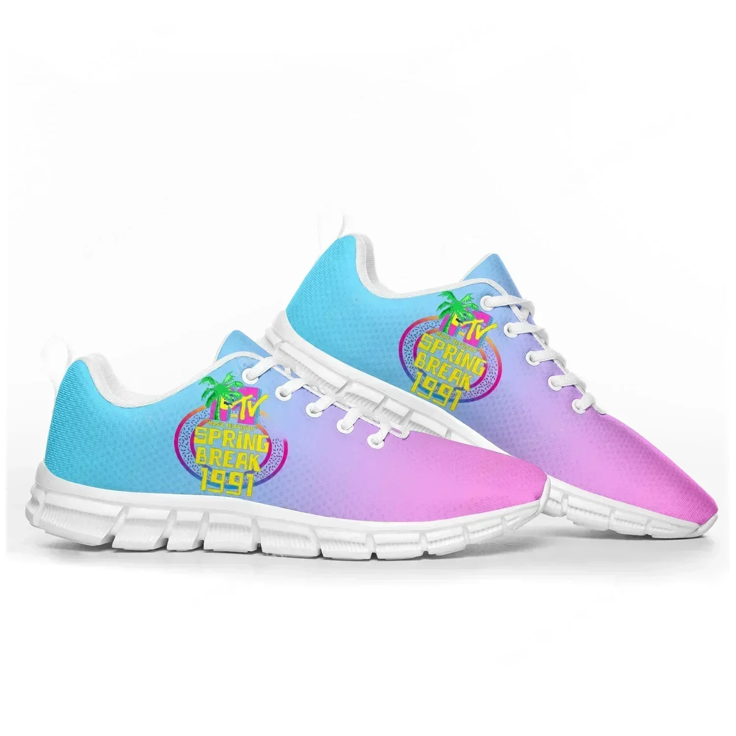 

MTV Spring Break 1991 Pop Sports Shoes Mens Womens Sneakers Casual Custom Couple Shoes White