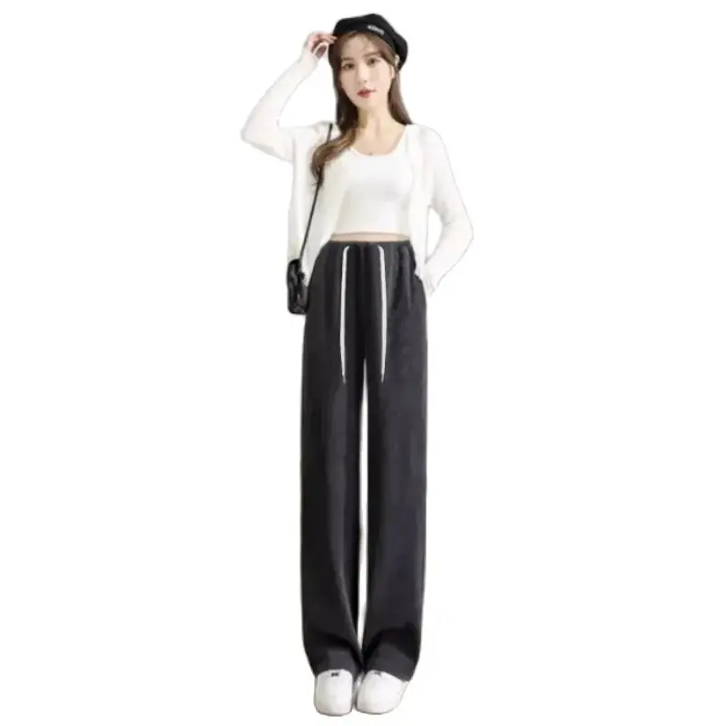 2024 Spring Maternity Trousers Plus Size Solid Color High Waist Pregnant Woman Belly Pants Office Lady Elegant Wide Leg Trousers