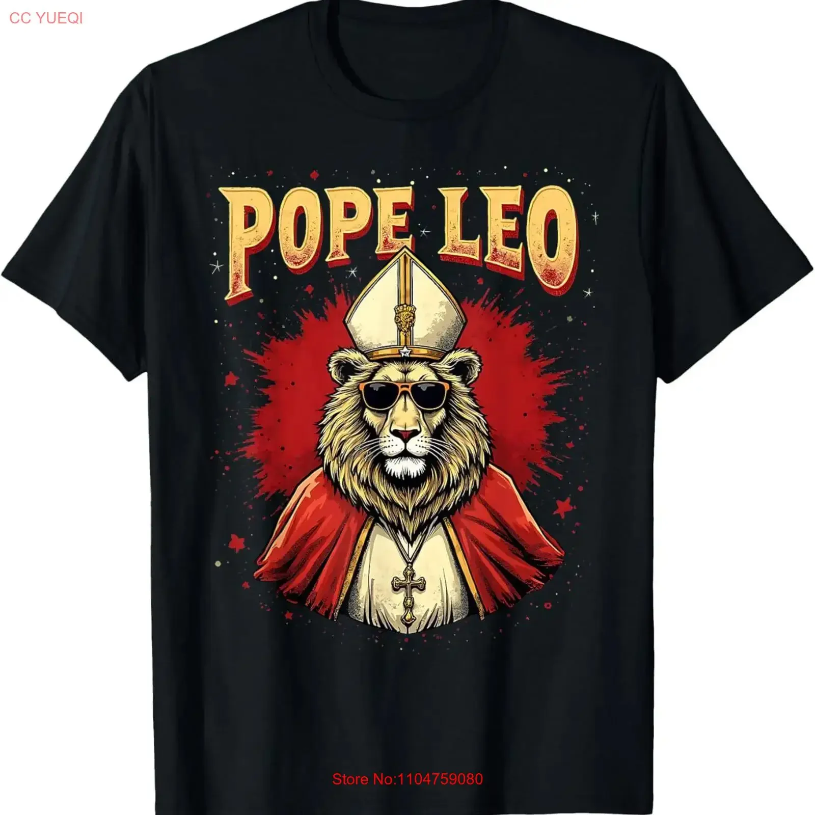 Pope Leo Cool Retro Mitre Lion Religious Humor Art T Shirt vintage Washed designer clothes Stylish Unisex graphic streetwear