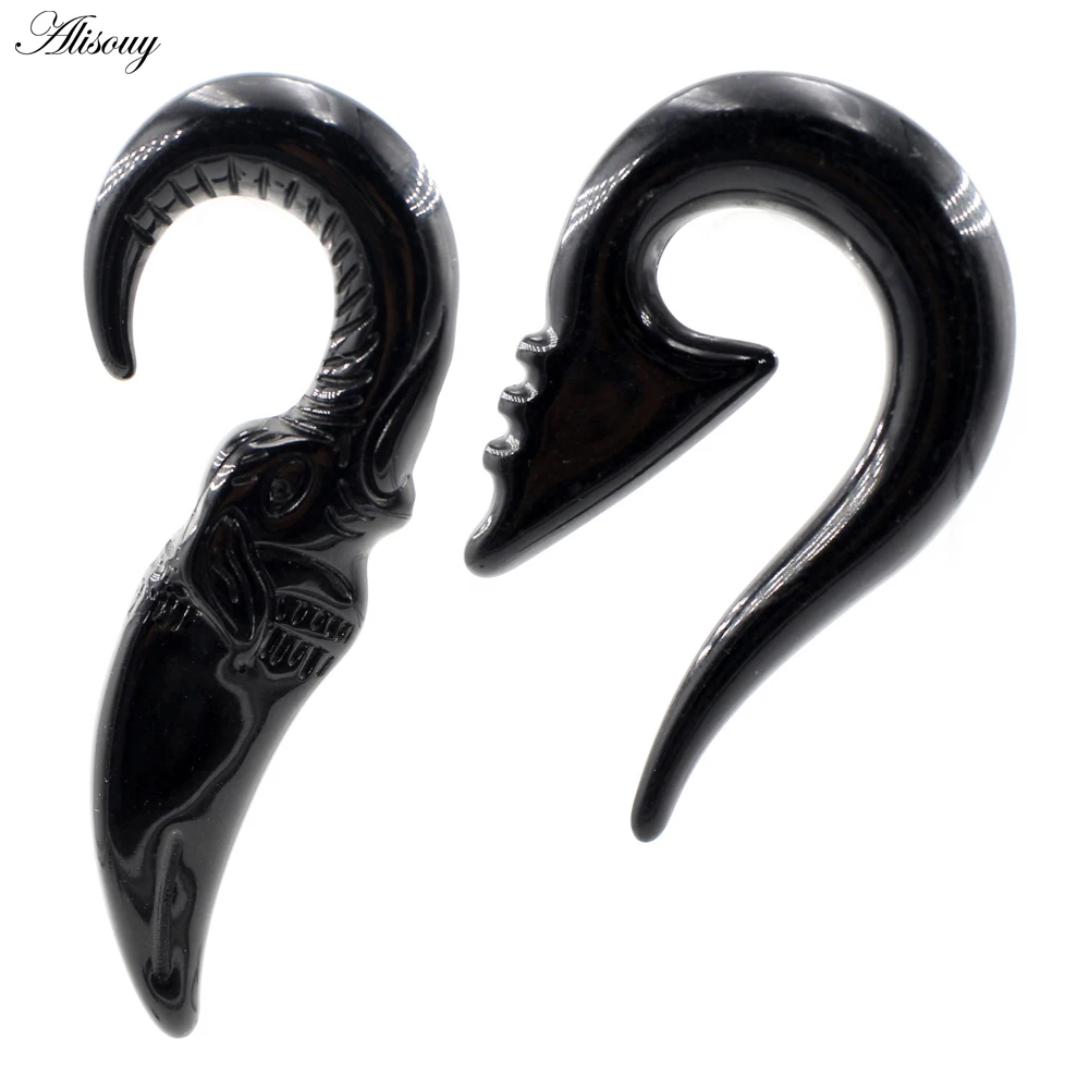 Alisouy 2 SZT. 2-8mm Czarne Akrylowe Spiralne Tunele do Uszu Rozciągacze Ekspandery Taperzyki Kolczyki Biżuteria do Piercingu Ciała