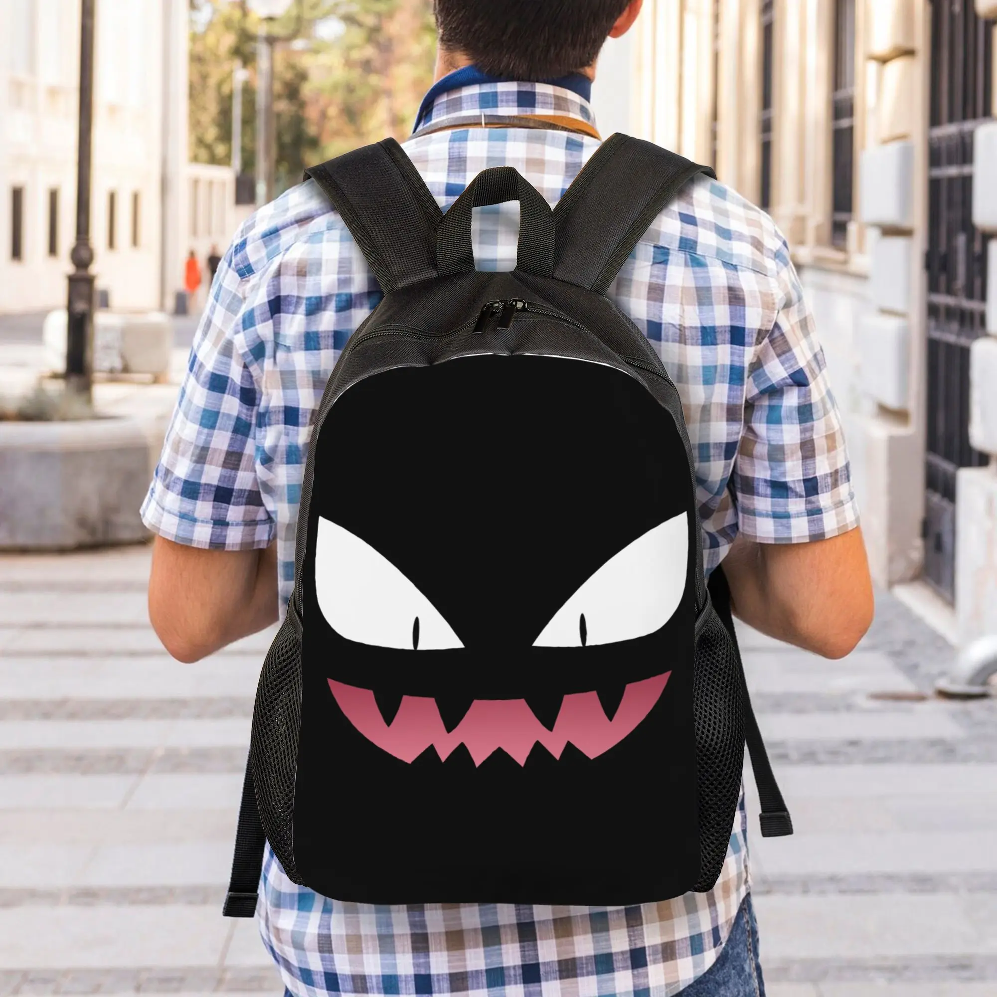 

Pokemoned Haunter Ghost Gengar Kaiju Pokeball Pikachu Anime Backpack with Pocket Student Work Daypack Laptop Shoulder Bag