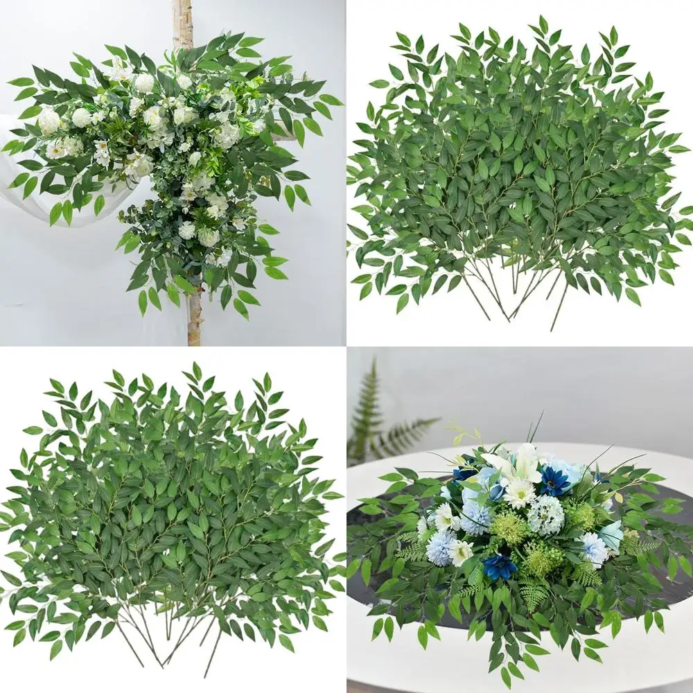 

50 шт. искусственных стеблей рускуса, гирлянда из искусственных зеленых листьев для свадеб, домашнего декора и многого другого