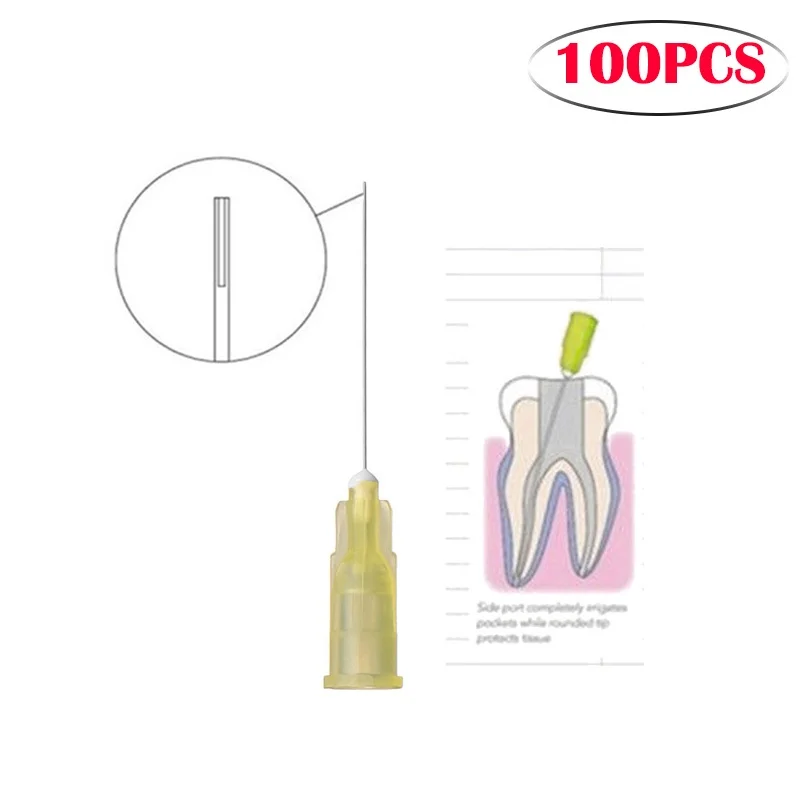 100pcs Dental 30GA Dicas De Lavagem Furo Lateral Fechado