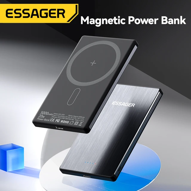 Essager PD 20W Magnetyczna bezprzewodowa ładowarka banku 5000mAh Zewnętrzna ładowarka do iPhone'a 15 14 13 Pro Max Cienki bank ładowania