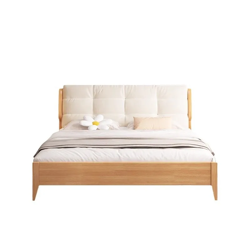 

Wabi Sand Wind Nordic Japanese Solid Wood Cloud Bed Modern Simple 1.8m 1.35m Double Soft Bag High Box Storage Bed