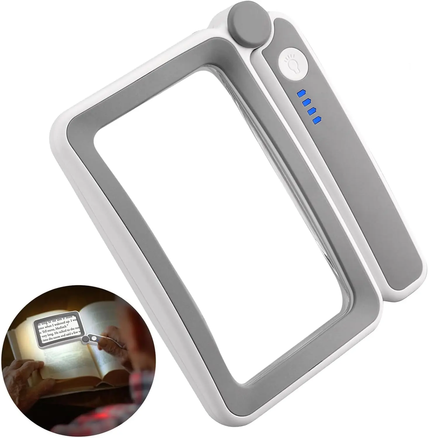 

Rechargeable Handheld Magnifier 3 Lighting Modes Illuminated 4X Magnifying Glass with LED Light for Seniors Reading Repair