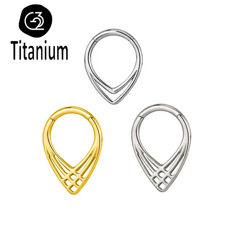 

G23 Titanium Septum Ring Hoop Piercing Punk Nose Rings Cone Dripping water Helix Cartilage Clicker Tragus Earrings Body Jewelry