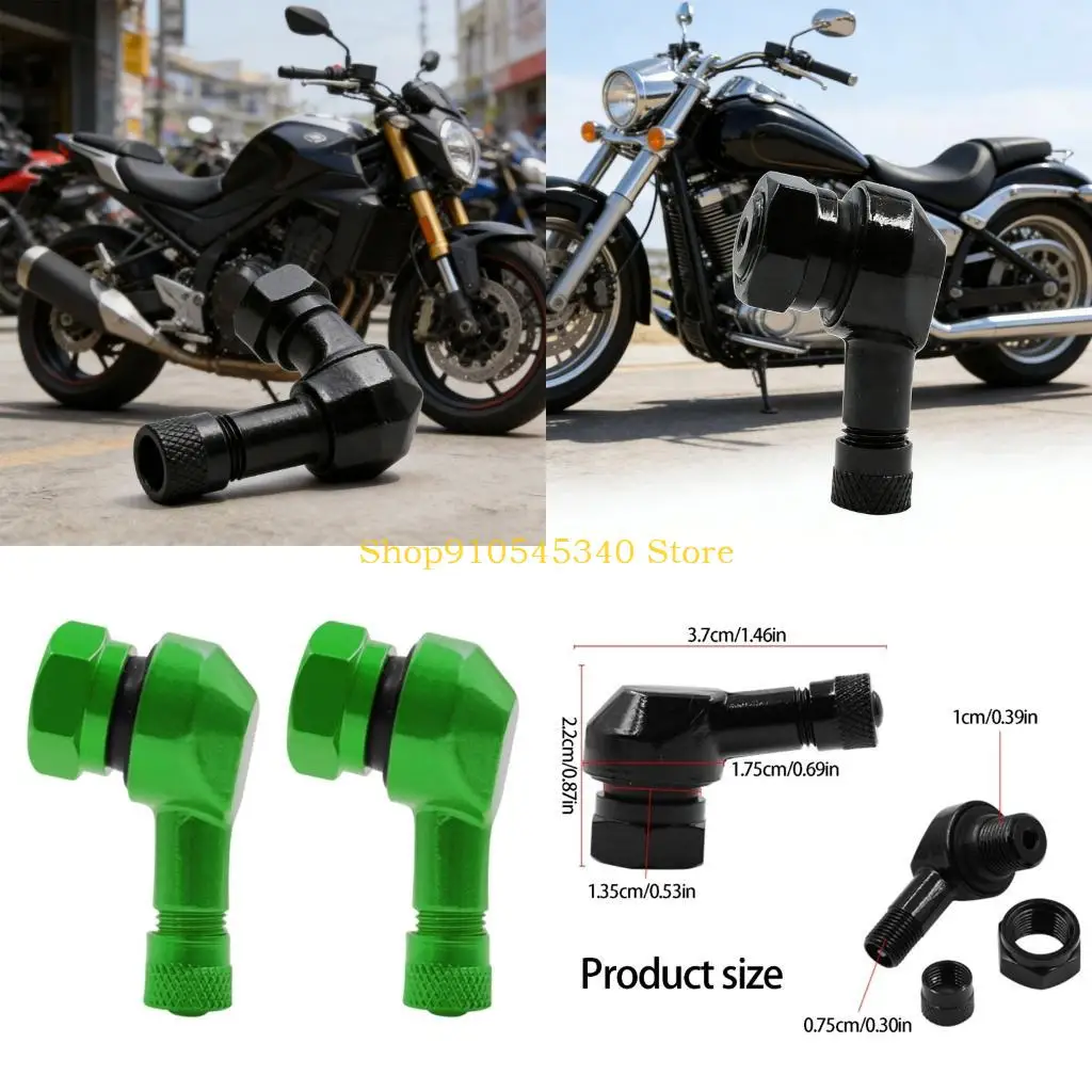 U2JA 2Pcs Motorcycle Modification Accessories Replacement Tire Valves Stems 90 Degree Aluminum Tyre Valves Stem for Motorbike
