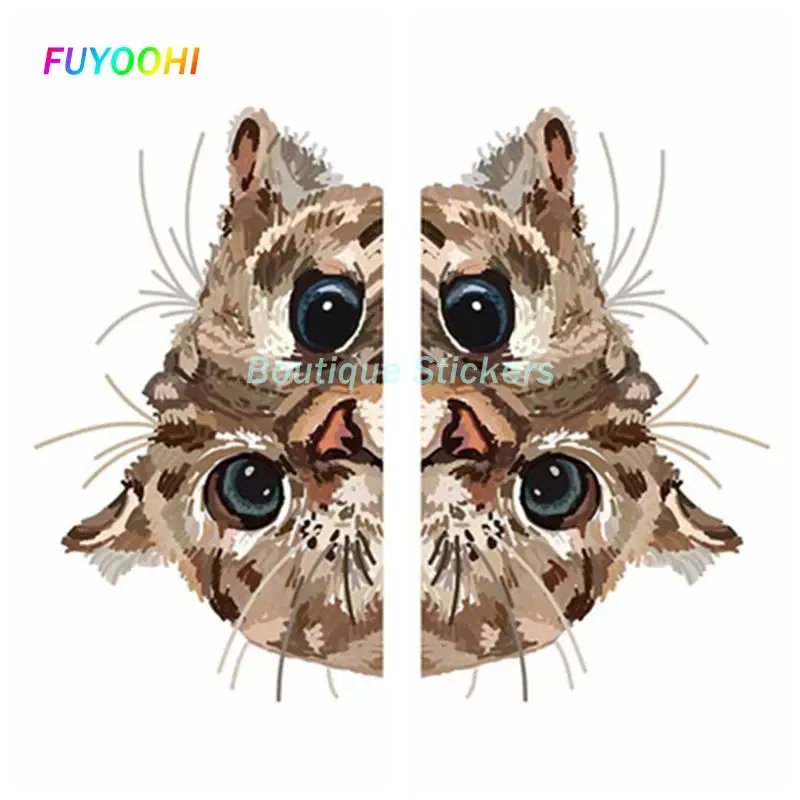 

FUYOOHI Play Stickers Peeking Cat Car Stickers Personality Graffiti Vinyl Stickers Windshield Decal Motorcycle Helmet Decoration