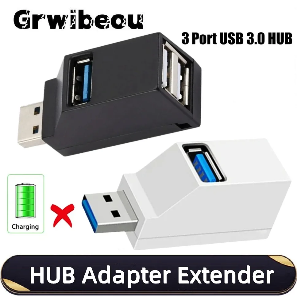USB 3.0 Hub Adapter 3-Port High Speed Extender - Multi-Function Splitter  Adapter for PC/Laptop/Mouse with USB 2.0 Compatibility