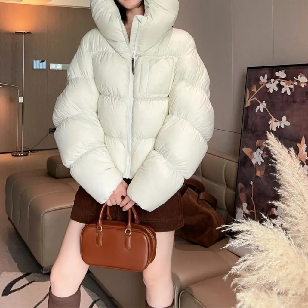 เสื้อแจ็คเก็ตผ้าฝ้ายบุสำหรับผู้หญิง เสื้อกันหนาวน้ำหนักเบา สไตล์ลำลอง สำหรับฤดูใบไม้ร่วงและฤดูใบไม้ผลิ