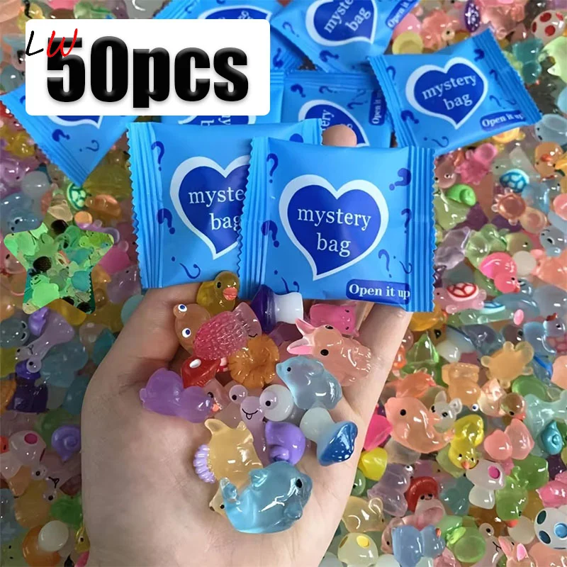 25/50pcs Surprise Bags Luminous Animal Mushroom Figurines Miniature Mystery Bag For Potted Dollhouse Fairy Garden Decor