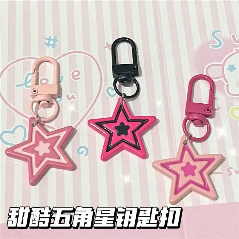 Kawaii Barbies Keychain Cute Cartoon Star Shape Fashion Accessory Sweet Cool Spice Girls Pendant for Girlfriends Gifts Kids