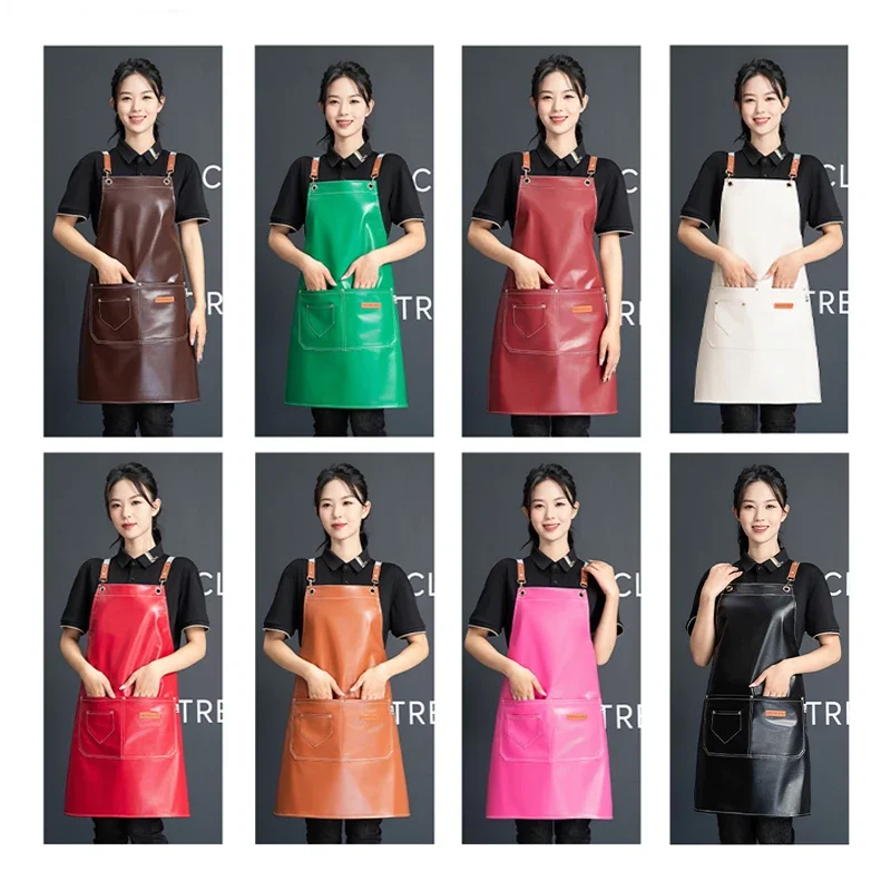 Customizable Beautyer`s Apron Perfessional Barber Waterproof Leather Work Apron For Hairdresser Man/Women With Pocket Tablier