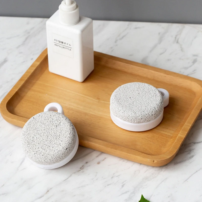 1 pz spazzola pomice esfoliante lima per piedi doppia faccia manico lungo pietra cura scrubber esfoliante spazzola per il corpo