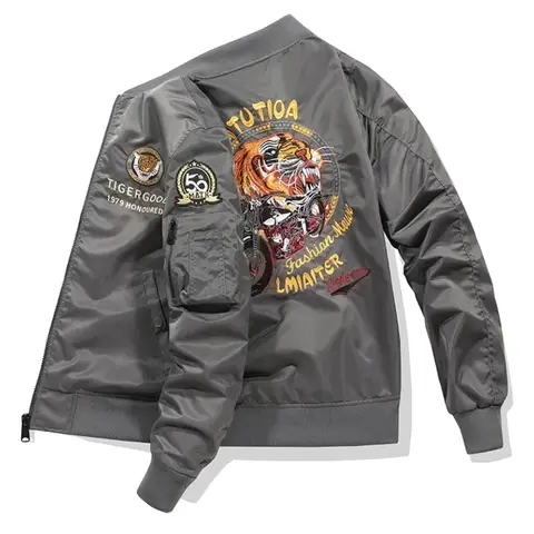 Autumn Men's Bomber Jacket Winter New Air Force MA1 Pilot Jackets Tiger Embroidery American Trendy Baseball Jacket Work Jacket