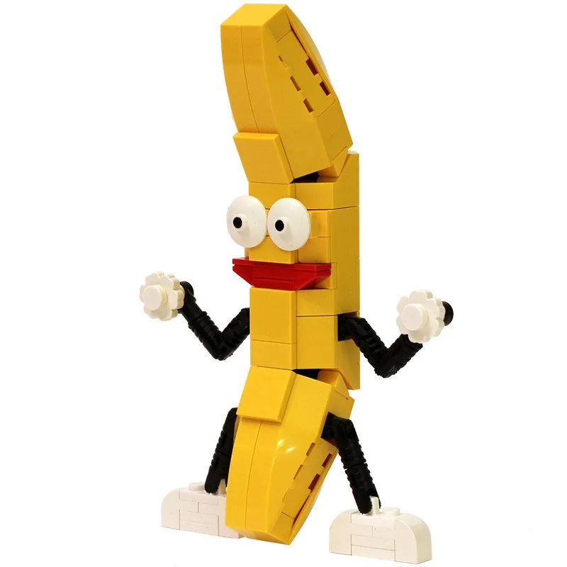 

Dancing Banana MOC Building Blocks, Articulated Funny Figure with Movable Joints, Creative Fruit DIY Toy for Kids Gifts