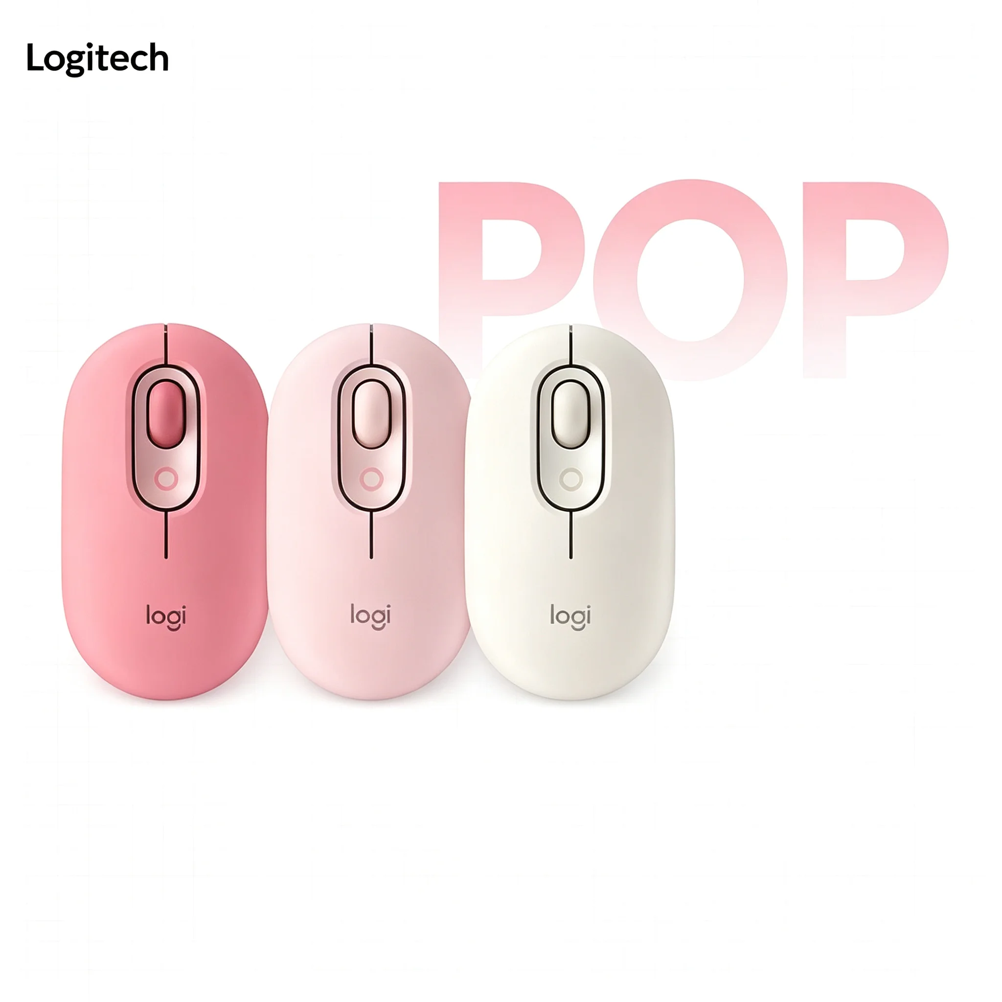 Genuine Logitech POP Mouse Bluetooth Silent Click Mouse Comfort Shape Mice for Long Use