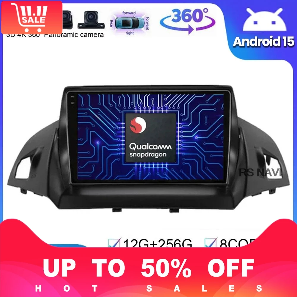 

Android 15 For Ford C-MAX Kuga 2 Escape 3 2012 - 2019 Car Radio Navigation GPS Multimedia Video Player No 2din 5G BT Auto Stereo