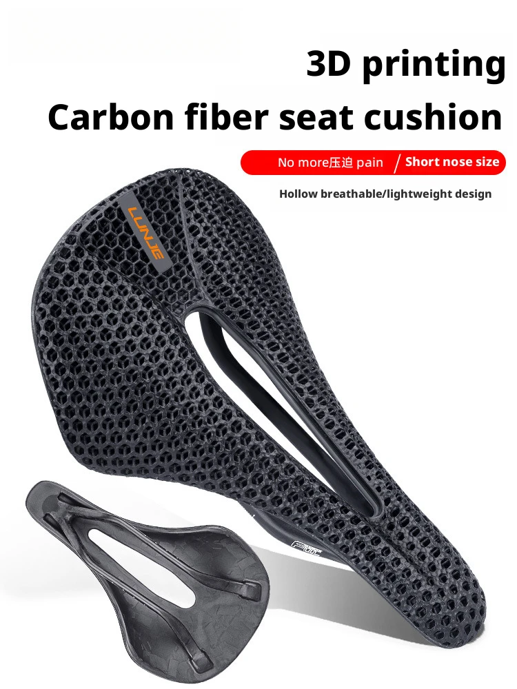 

LUNJE 3D Printed Bicycle Saddle Full Carbon Fiber Bike Seat Cushion Ultralight Road Mountain Bike Saddle Carbon MTB Seat