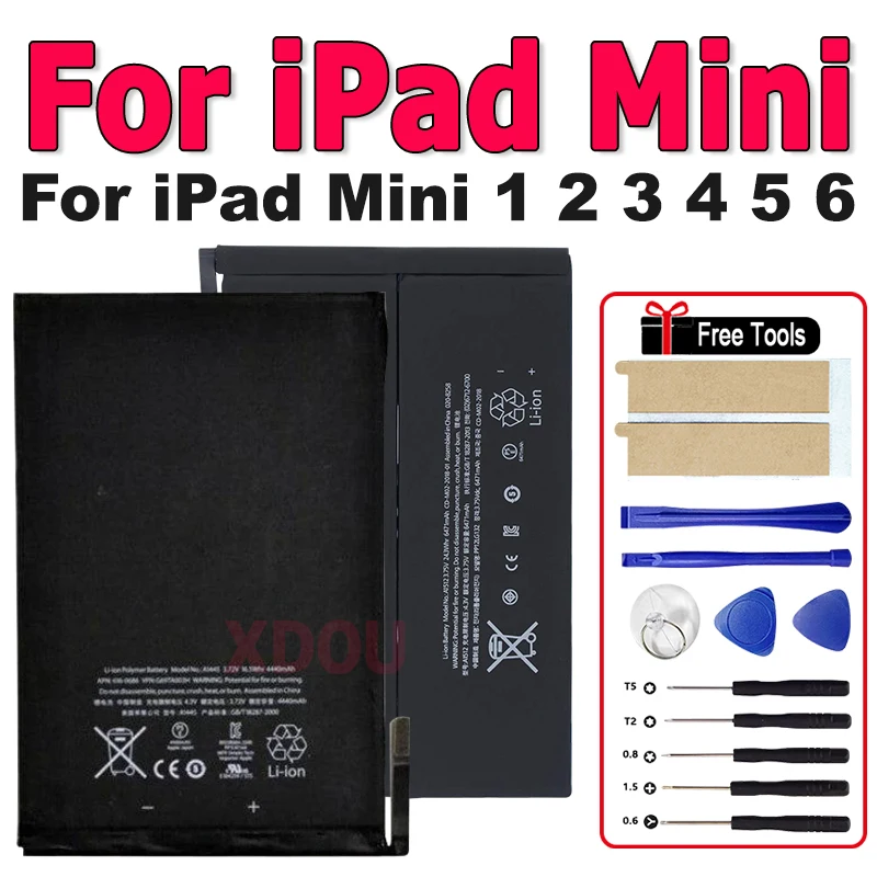 

4440mAh-6471mAh Battery For Ipad Mini 6 5 4 3 2 1 A1432 A1490 A1538 A1546 A2133 A2124 A2567 A2568 A2569 A1445 A1454 A1455 A1489