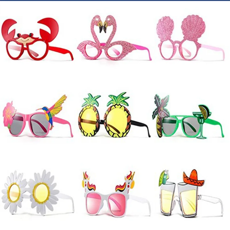 Hawaii Tropical Party Glasses Flamingo Flower Sunglasses Funny Glasses Photo Prop Kids Gift Tropical Aloha Birthday Party Decor