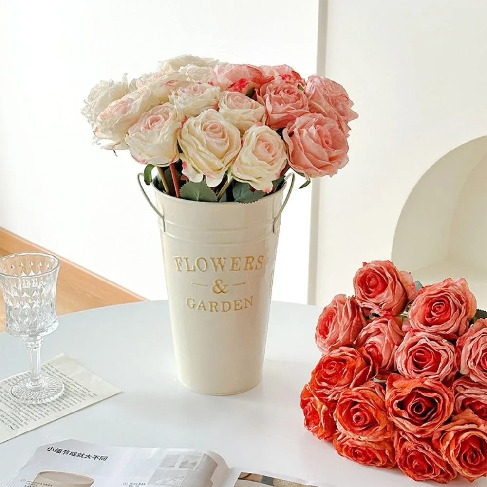 

DIY Vase Decor 7 Head Artificial Rose Bouquet Luxury Elegant Simulation Rose Flower Handmade Retro Fake Flowers Birthday Decor