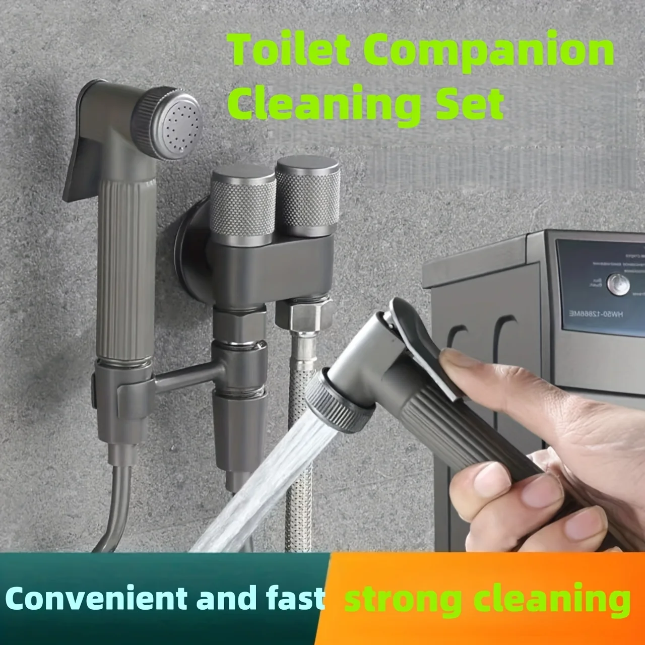 

Handheld bidet spray set, double outlet faucet, 2m hose, cleaning sink, bathroom corner, toilet and personal hygiene