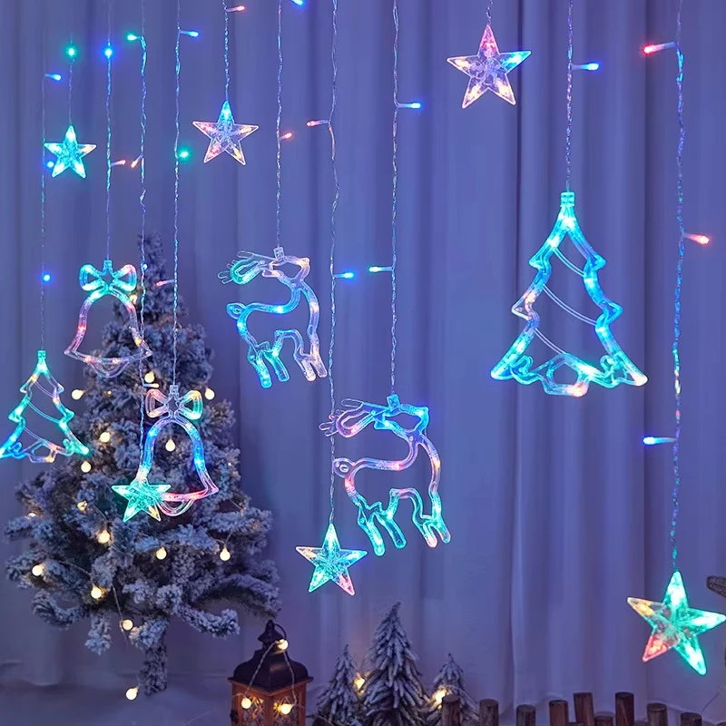 8 Verlichtingsmodi 3,5 meter LED Kerstslinger Lichtslingers Fairy Gordijn Licht Voor Thuis Nieuwjaar Feest Bruiloft Vakantie Decor