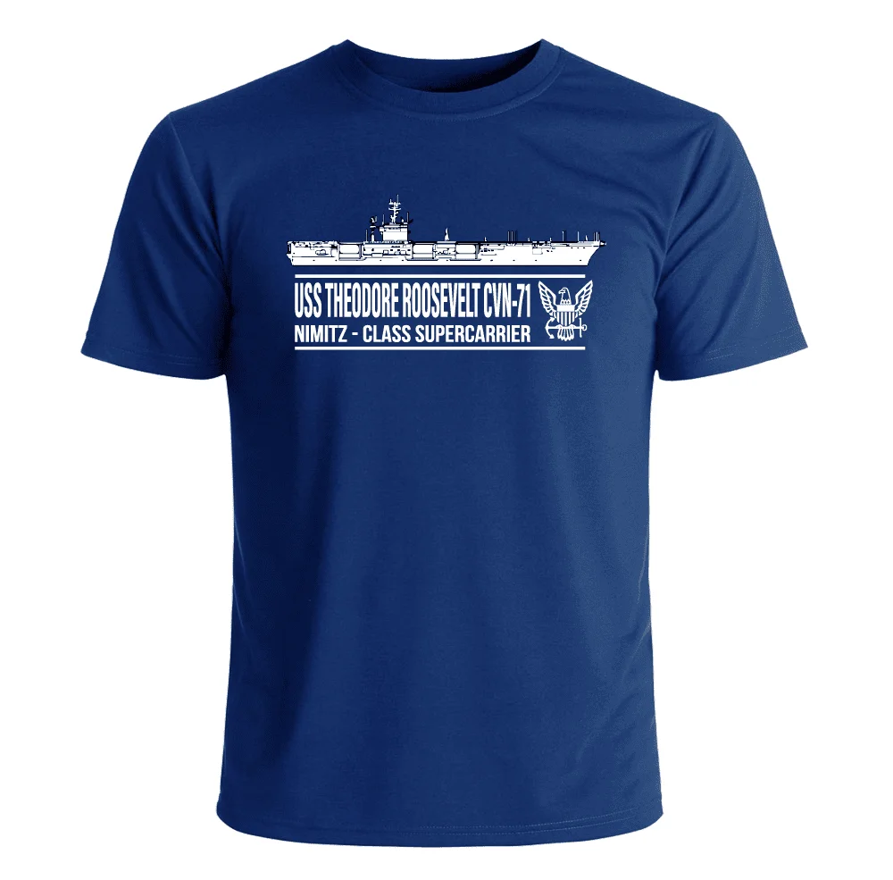 USS Theodore Roosevelt CVN-71 Aircraft Carrier T-Shirt 100% Cotton O-Neck Summer Short Sleeve Casual Mens T-shirt Size S-3XL