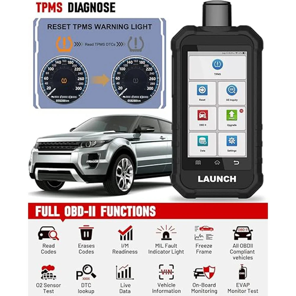 LAUNCH X431 Creader TPMS 5011 V2 Tire Pressure Programming Sensor Scanner Tool Supports All 315/433MHz with 12 Service Functions