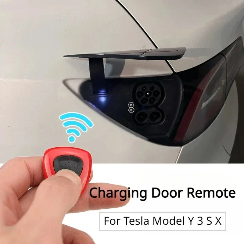 For Tesla Model 3 Y S X Remote Control of Charging Cover Open Button Charger Pile Opening Cover Port Key Chip 2024 Accessories