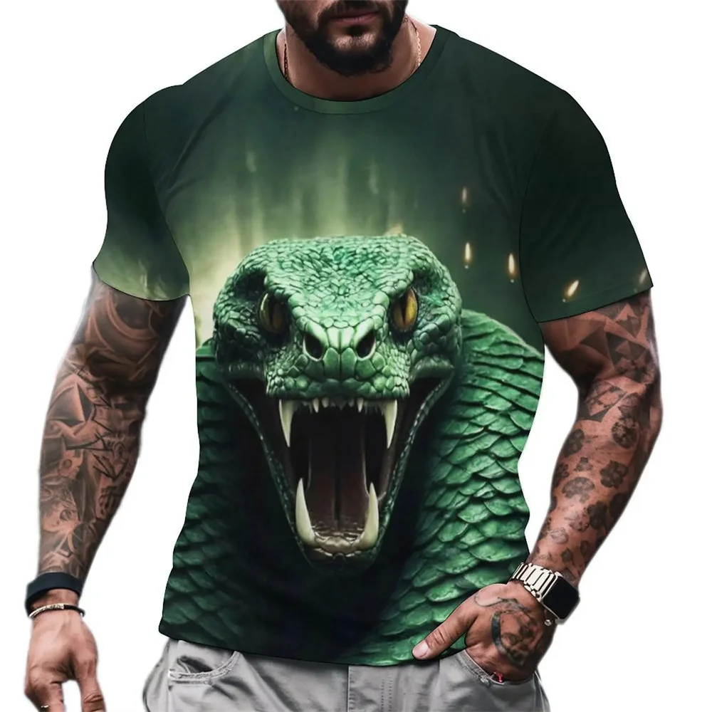 tshirt for m snake 3D printed T-shirt animal viper cobra venom round neck short sleeved cold blooded animal men's and women's