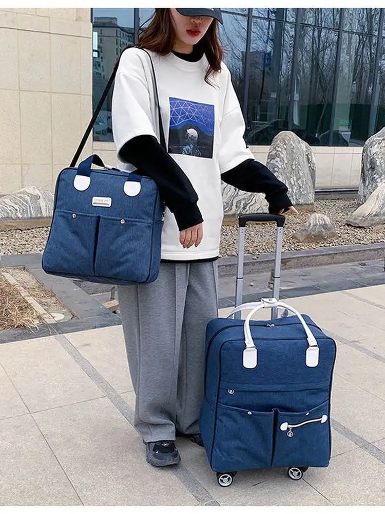 

Large Capaci Travel Bag Women's Bapaable Detachable Lage Storage Bag with Pull Rod Suitcase for Students And Travel