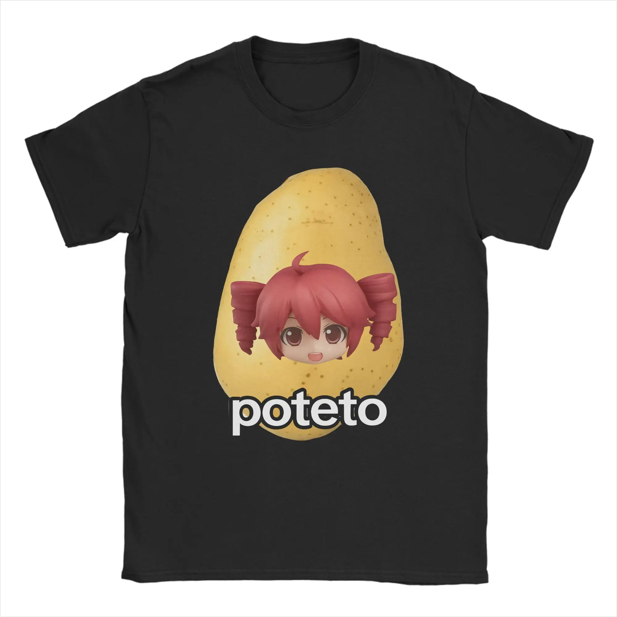 Poteto Creative Kasane Teto Expression T Shirts Men's  Cotton Casual T-Shirts Crewneck Funny Potato Tee Shirt Clothes 4XL 5XL