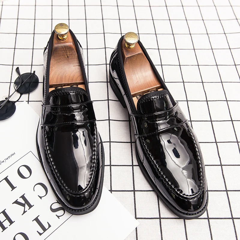 Large Size 38-48 Classic Men Loafers Black Blue Casual Comfortable Business Office Small Leather Shoes Gentleman's Shoes Men