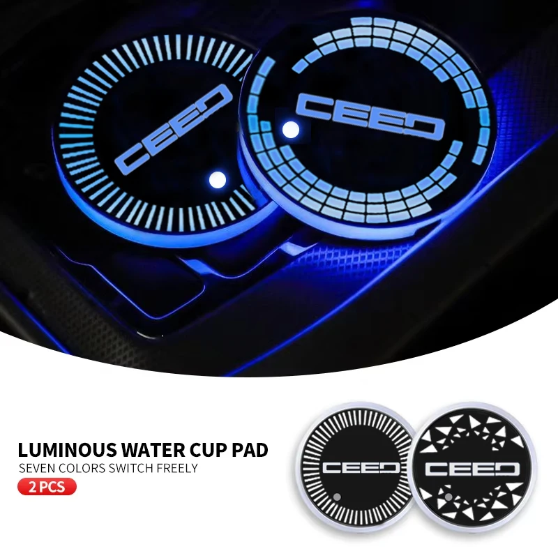 7 Colors LED Car Cup Holder Luminous Water Coaster Accessories for KIA Ceed CERATO  K7  MOHAVE Morning NIRO PICANTO RIO Soul
