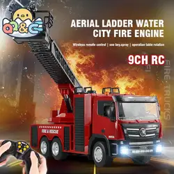 Huina 1:18 9CH lega RC spruzzatura camion antincendio 2.4GHz scala telecomandata camion dei pompieri giocattoli di ingegneria con luci a LED