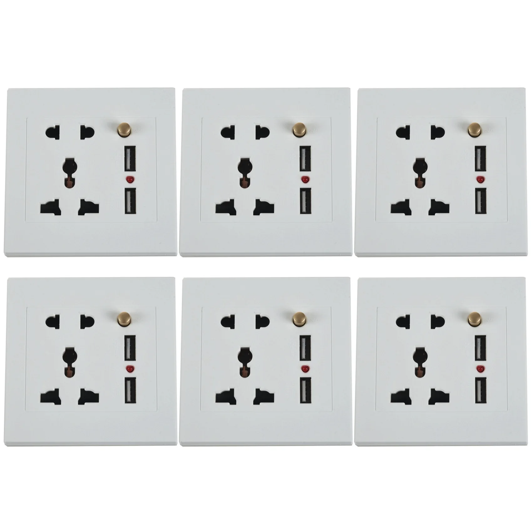 

6X 2.1A Dual USB Wall Charger Socket Adapter Universial Power Outlet Panel Wite Switch-A80Z