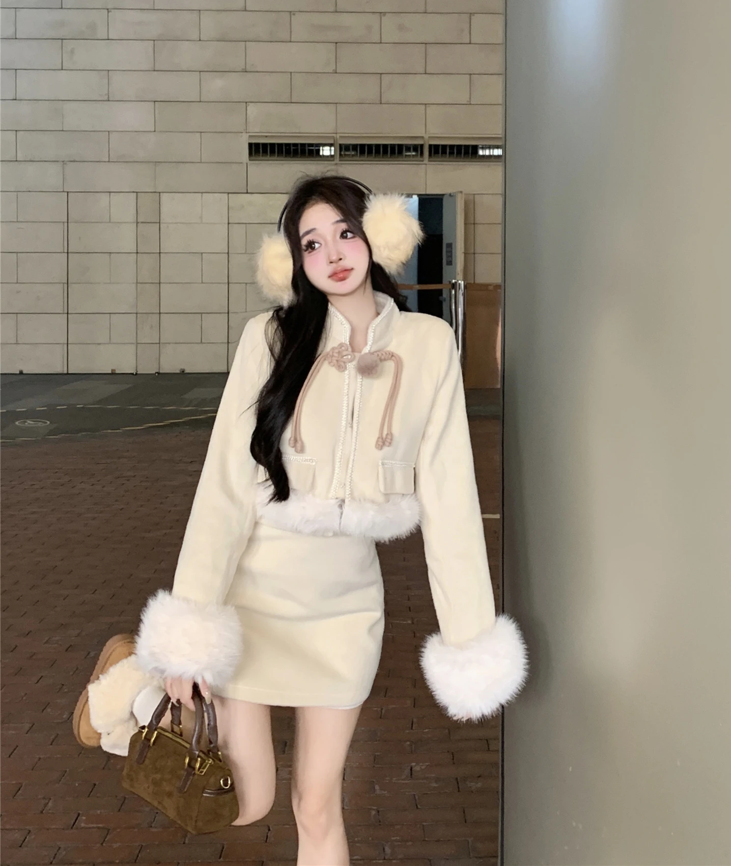 Real Shot, Real Price ~ Classic Style Suit Winter New Elegant Socialite Padded Woolen Coat + Skirt Two-piece Set High Quality