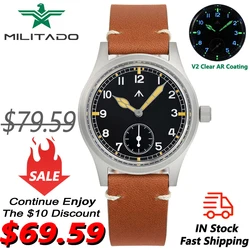 Militado D12 Quartz Watch Men VD78 Movement Domed Sapphire Crystal V2 Clear AR Coating Wristwatch 100m Water Resistance Watches