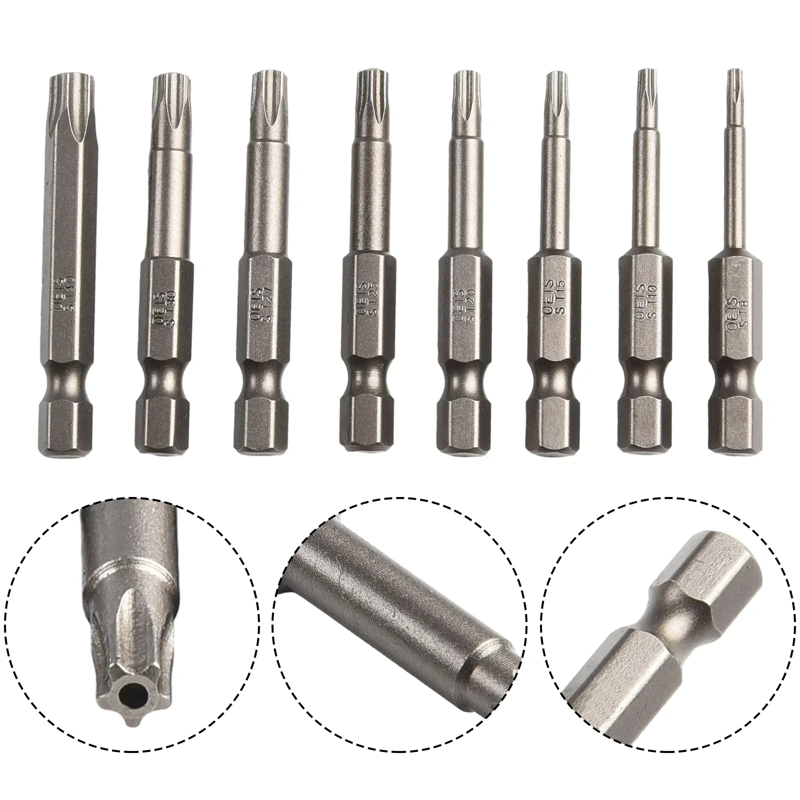 Easy to use and Maneuverable 8Pcs Magnetic Torx Screwdriver Bits with 50mm Length Suitable for Manual Electric Screwdrivers